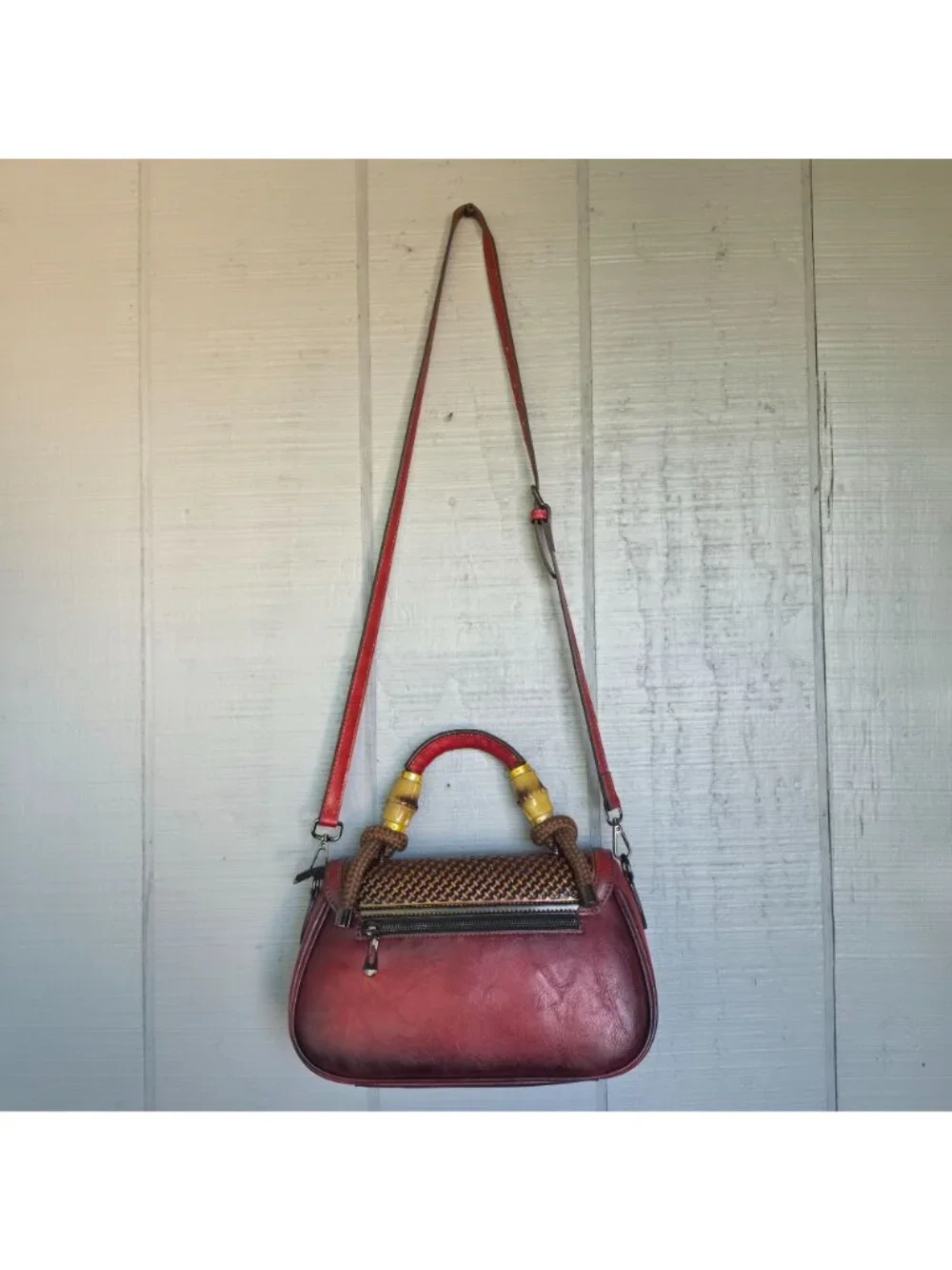 Tooled Floral Western Satchel Bag Burgundy Boho Crossbody Festival Concert
